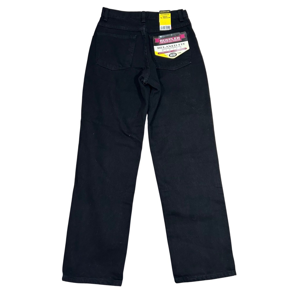 Deadstock Rustler Kids Black‎ High Rise Relaxed Fit Denim Jeans Size 16